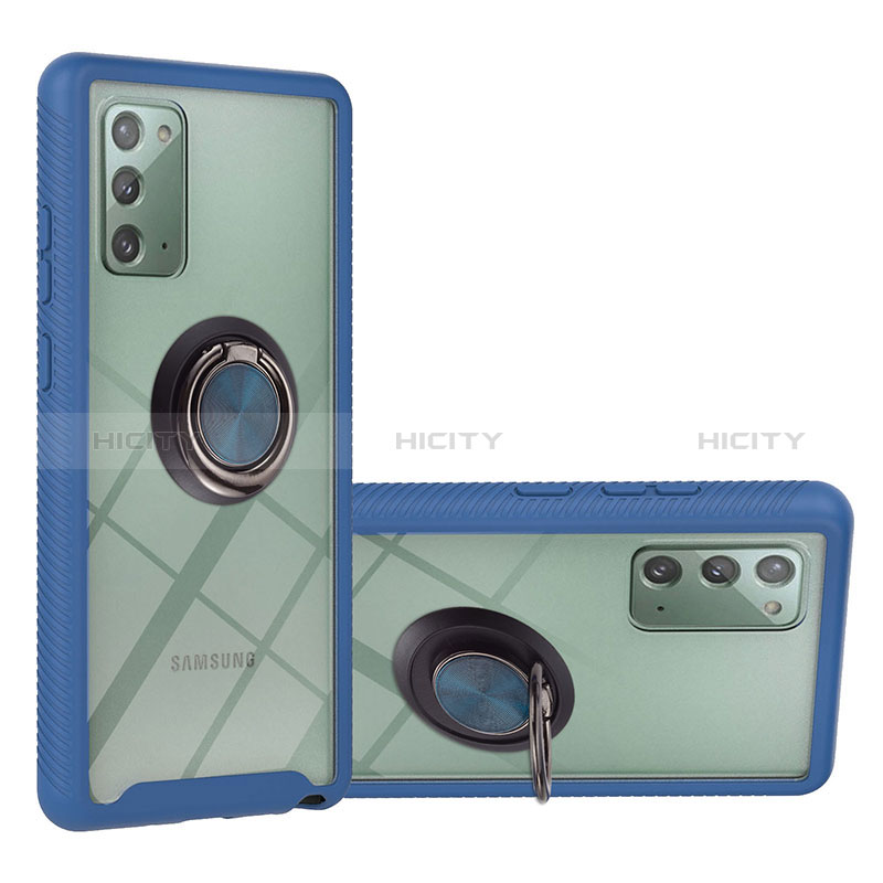 Silikon Hülle Handyhülle und Kunststoff Schutzhülle Hartschalen Tasche mit Magnetisch Fingerring Ständer YB1 für Samsung Galaxy Note 20 5G
