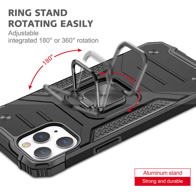 Silikon Hülle Handyhülle und Kunststoff Schutzhülle Hartschalen Tasche mit Magnetisch Fingerring Ständer YF1 für Apple iPhone 13 Pro