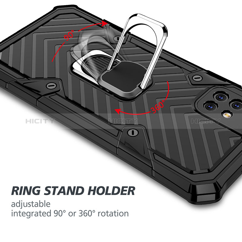 Silikon Hülle Handyhülle und Kunststoff Schutzhülle Hartschalen Tasche mit Magnetisch Fingerring Ständer YF1 für Samsung Galaxy A71 5G groß