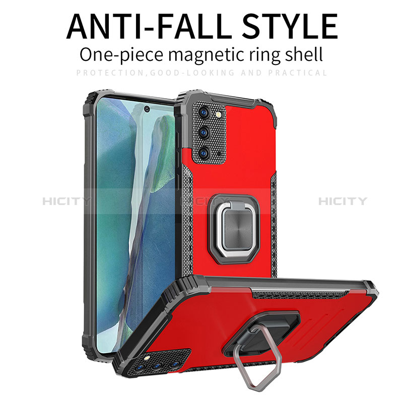 Silikon Hülle Handyhülle und Kunststoff Schutzhülle Hartschalen Tasche mit Magnetisch Fingerring Ständer ZJ2 für Samsung Galaxy S20 FE (2022) 5G