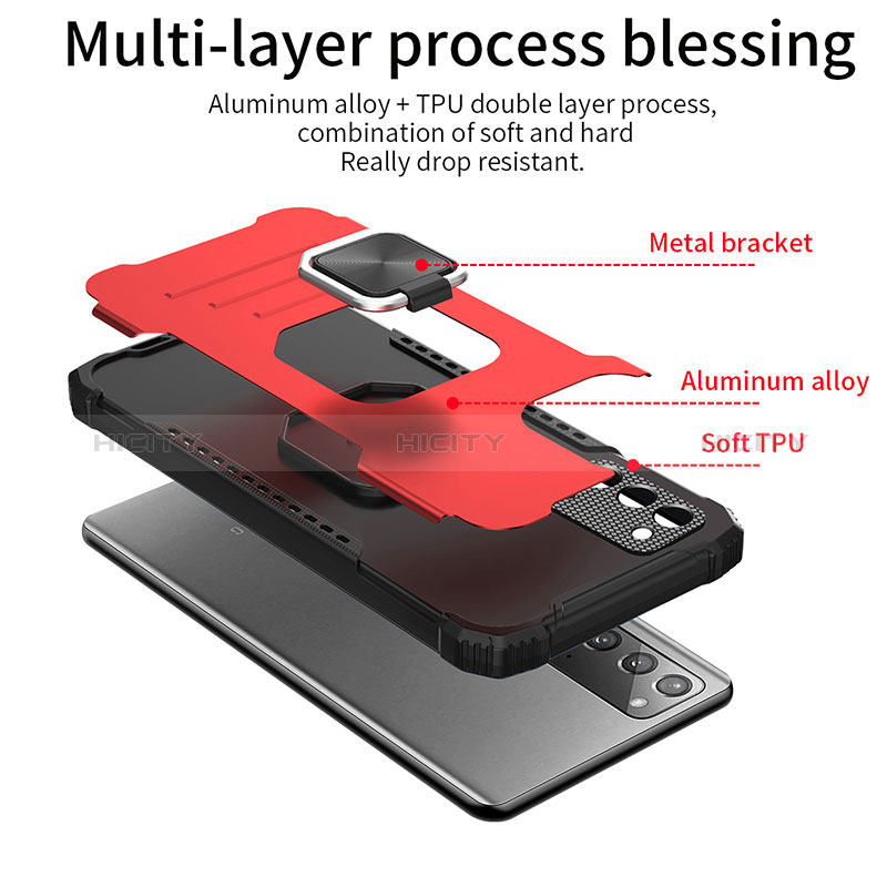 Silikon Hülle Handyhülle und Kunststoff Schutzhülle Hartschalen Tasche mit Magnetisch Fingerring Ständer ZJ2 für Samsung Galaxy S20 Lite 5G groß