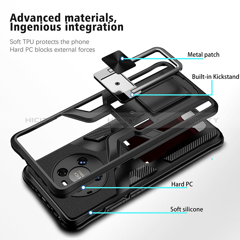 Silikon Hülle Handyhülle und Kunststoff Schutzhülle Hartschalen Tasche mit Magnetisch Fingerring Ständer ZL1 für Huawei Mate 40 Pro