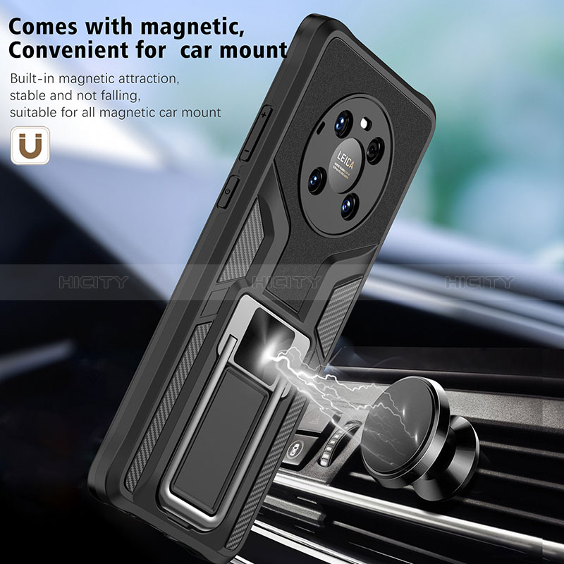 Silikon Hülle Handyhülle und Kunststoff Schutzhülle Hartschalen Tasche mit Magnetisch Fingerring Ständer ZL1 für Huawei Mate 40 Pro