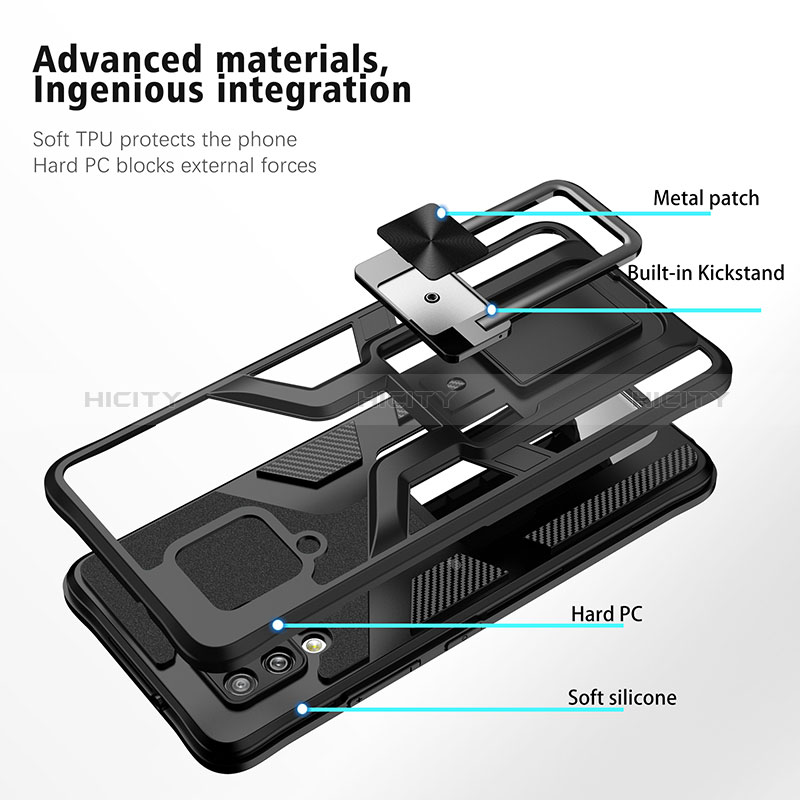 Silikon Hülle Handyhülle und Kunststoff Schutzhülle Hartschalen Tasche mit Magnetisch Fingerring Ständer ZL1 für Samsung Galaxy A42 5G