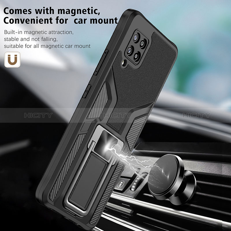 Silikon Hülle Handyhülle und Kunststoff Schutzhülle Hartschalen Tasche mit Magnetisch Fingerring Ständer ZL1 für Samsung Galaxy A42 5G