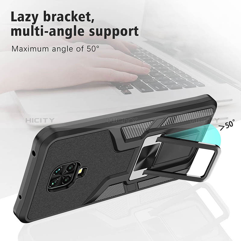 Silikon Hülle Handyhülle und Kunststoff Schutzhülle Hartschalen Tasche mit Magnetisch Fingerring Ständer ZL1 für Xiaomi Poco M2 Pro groß