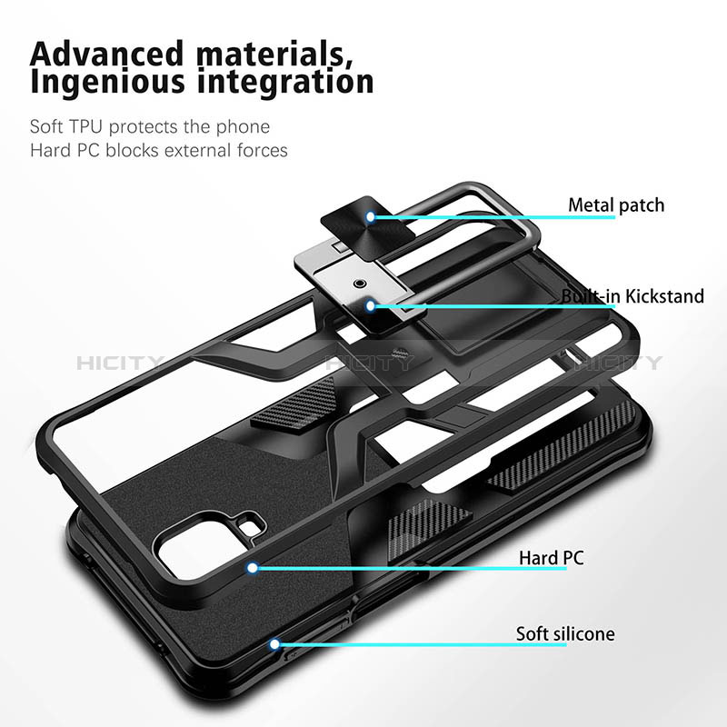 Silikon Hülle Handyhülle und Kunststoff Schutzhülle Hartschalen Tasche mit Magnetisch Fingerring Ständer ZL1 für Xiaomi Poco M2 Pro groß
