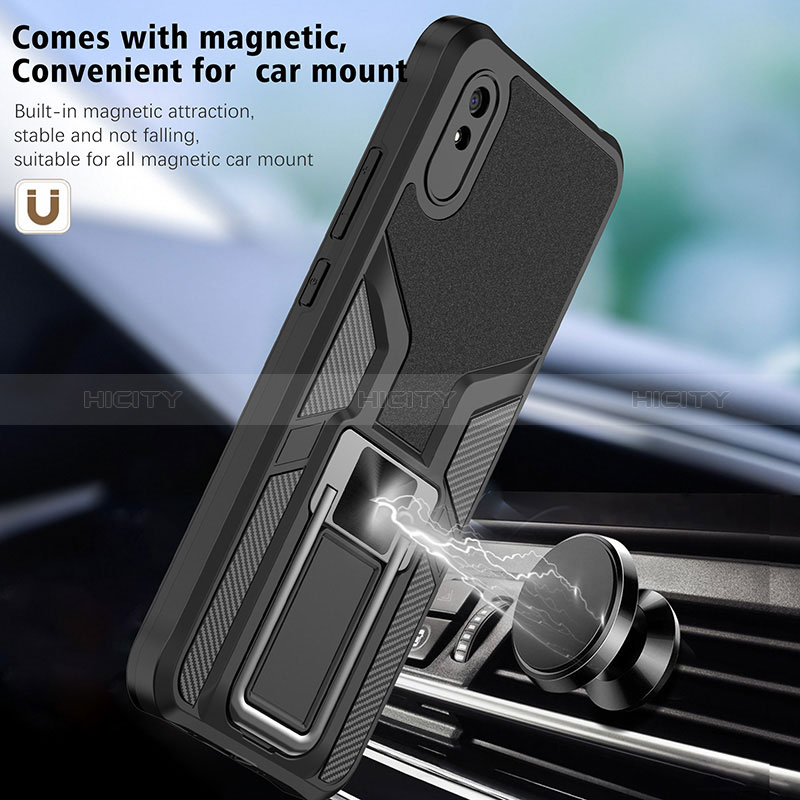 Silikon Hülle Handyhülle und Kunststoff Schutzhülle Hartschalen Tasche mit Magnetisch Fingerring Ständer ZL1 für Xiaomi Redmi 9A