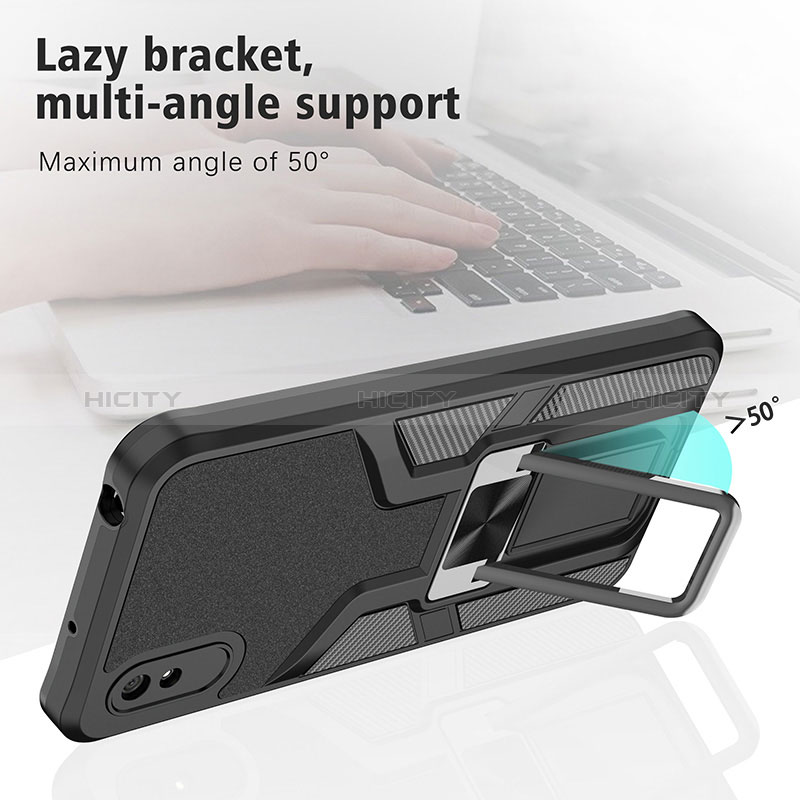 Silikon Hülle Handyhülle und Kunststoff Schutzhülle Hartschalen Tasche mit Magnetisch Fingerring Ständer ZL1 für Xiaomi Redmi 9AT groß