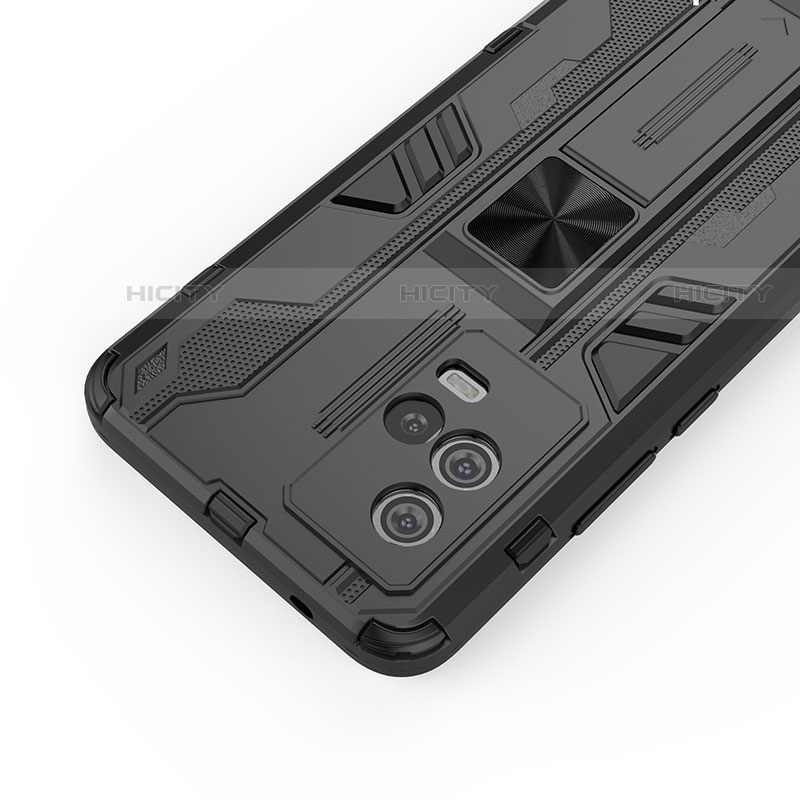 Silikon Hülle Handyhülle und Kunststoff Schutzhülle Hartschalen Tasche mit Magnetisch Ständer A01 für Vivo iQOO 8 Pro 5G