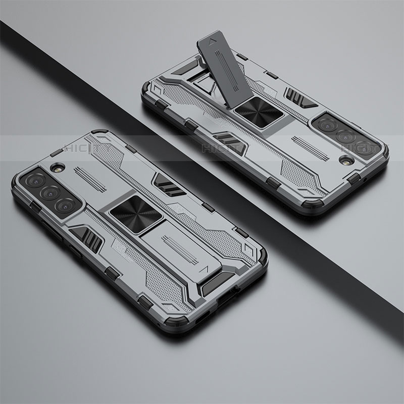 Silikon Hülle Handyhülle und Kunststoff Schutzhülle Hartschalen Tasche mit Magnetisch Ständer A02 für Samsung Galaxy S23 5G