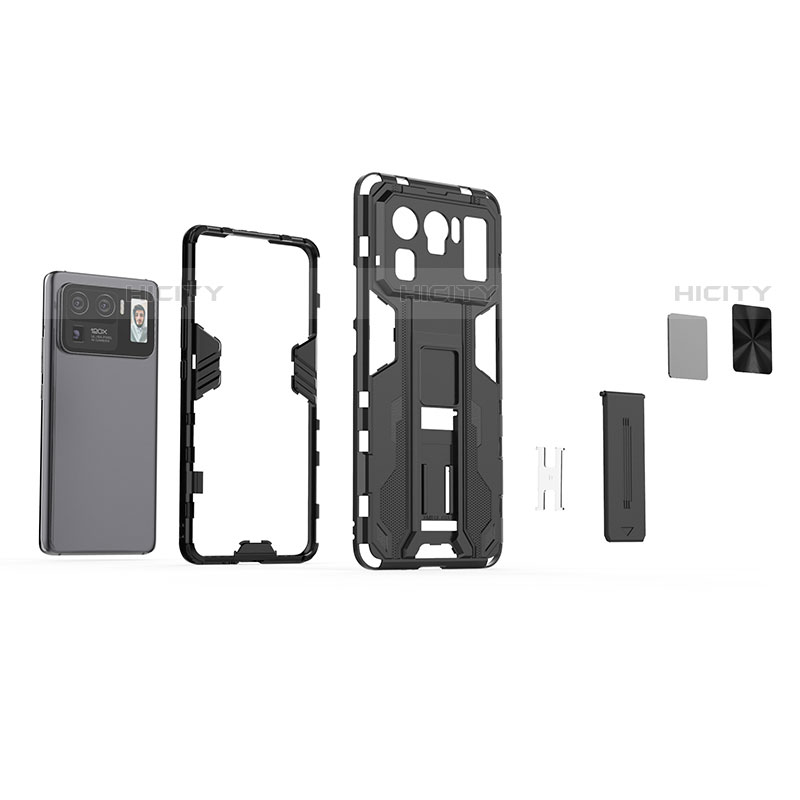 Silikon Hülle Handyhülle und Kunststoff Schutzhülle Hartschalen Tasche mit Magnetisch Ständer A02 für Xiaomi Mi 11 Ultra 5G