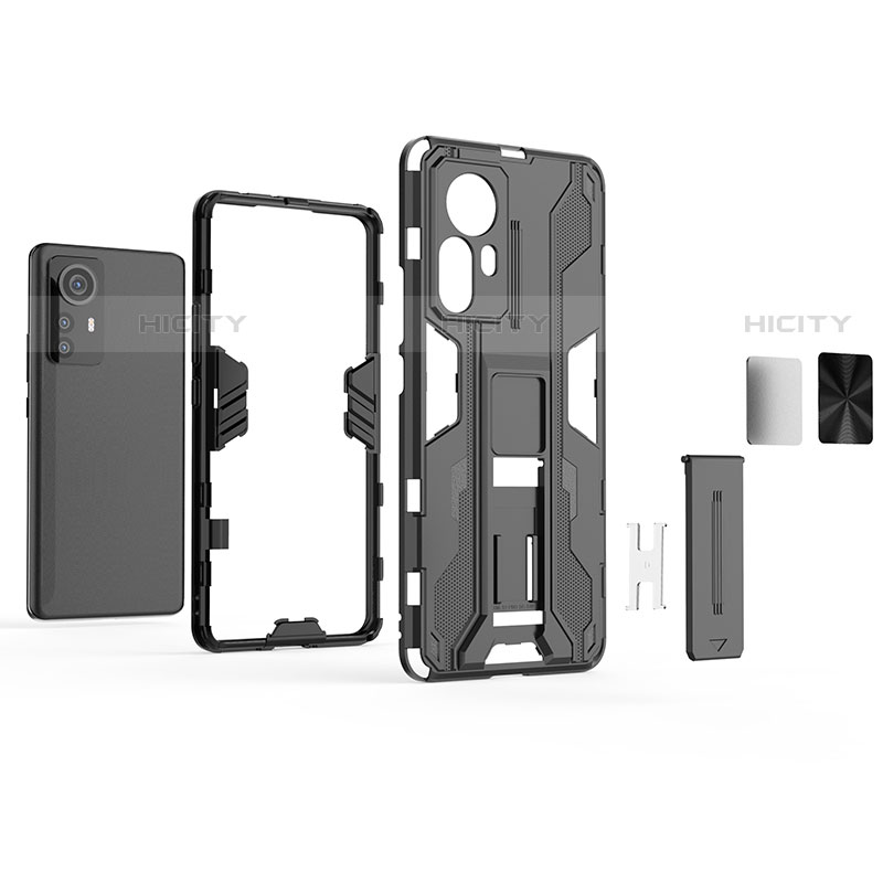 Silikon Hülle Handyhülle und Kunststoff Schutzhülle Hartschalen Tasche mit Magnetisch Ständer A02 für Xiaomi Mi 12 Pro 5G