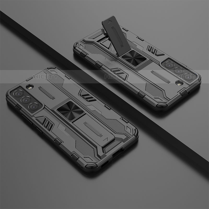 Silikon Hülle Handyhülle und Kunststoff Schutzhülle Hartschalen Tasche mit Magnetisch Ständer A03 für Samsung Galaxy S22 5G
