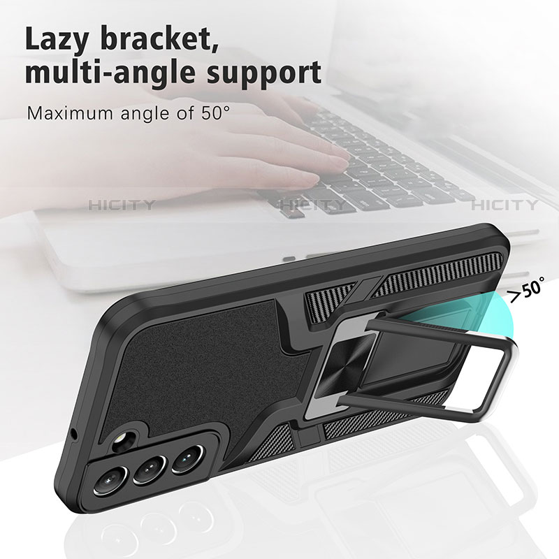 Silikon Hülle Handyhülle und Kunststoff Schutzhülle Hartschalen Tasche mit Magnetisch Ständer A05 für Samsung Galaxy S22 5G groß