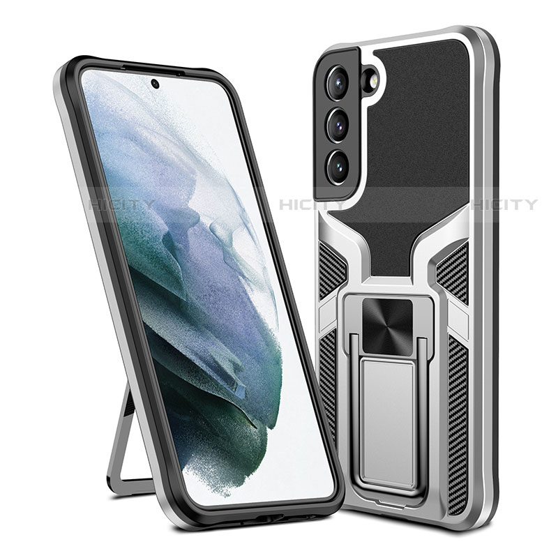 Silikon Hülle Handyhülle und Kunststoff Schutzhülle Hartschalen Tasche mit Magnetisch Ständer A05 für Samsung Galaxy S22 5G groß