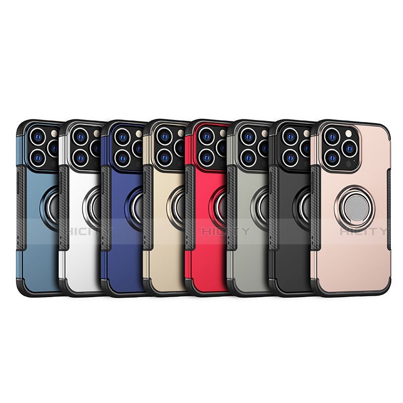 Silikon Hülle Handyhülle und Kunststoff Schutzhülle Hartschalen Tasche mit Magnetisch Ständer A08 für Apple iPhone 15 Pro Max groß