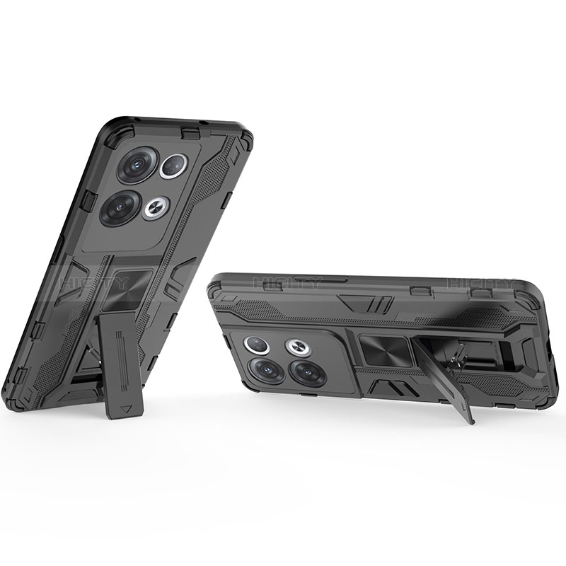 Silikon Hülle Handyhülle und Kunststoff Schutzhülle Hartschalen Tasche mit Magnetisch Ständer für Oppo Reno9 Pro+ Plus 5G
