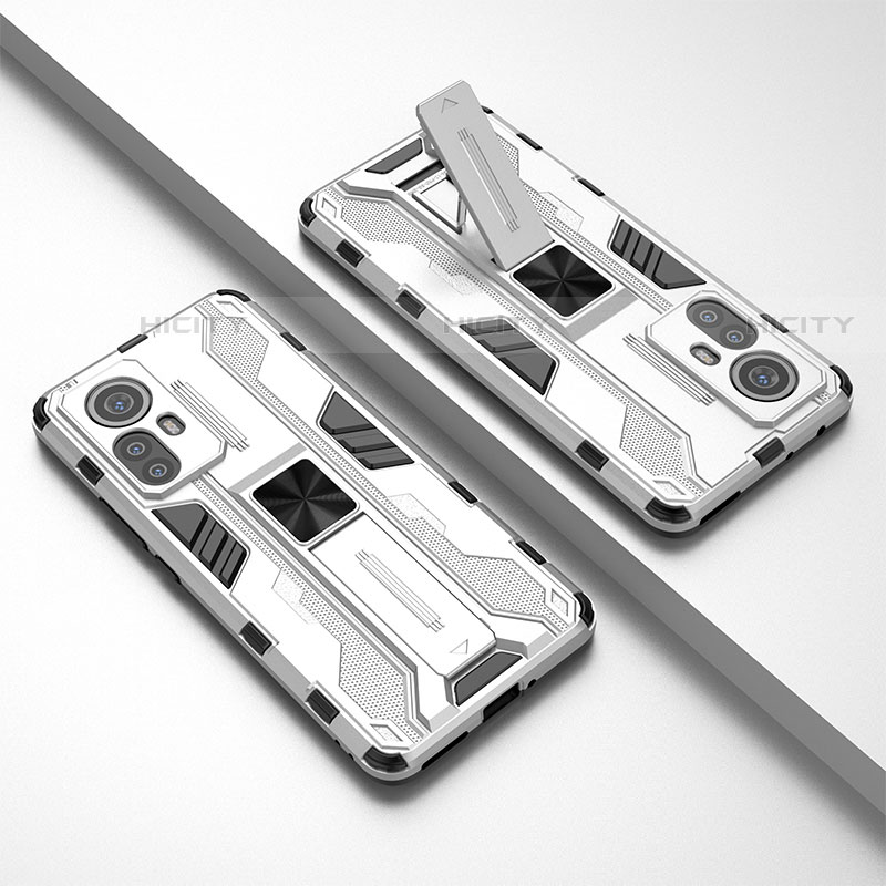 Silikon Hülle Handyhülle und Kunststoff Schutzhülle Hartschalen Tasche mit Magnetisch Ständer für Xiaomi Mi 12 Pro 5G