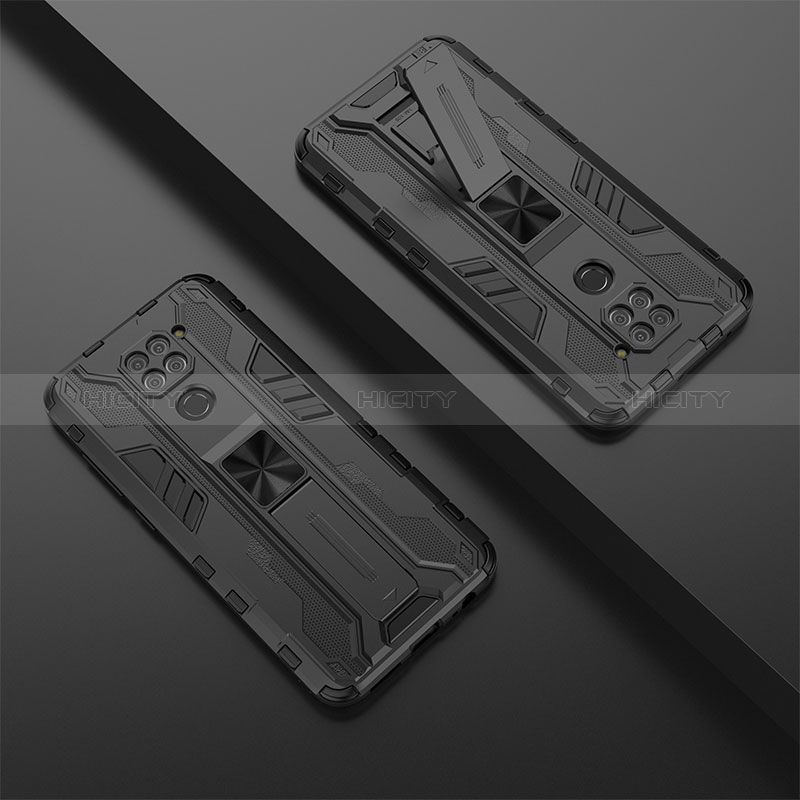 Silikon Hülle Handyhülle und Kunststoff Schutzhülle Hartschalen Tasche mit Magnetisch Ständer KC1 für Xiaomi Redmi Note 9