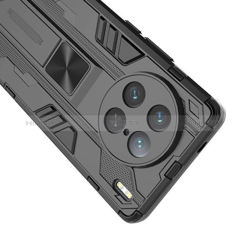 Silikon Hülle Handyhülle und Kunststoff Schutzhülle Hartschalen Tasche mit Magnetisch Ständer KC2 für Vivo X90 Pro 5G
