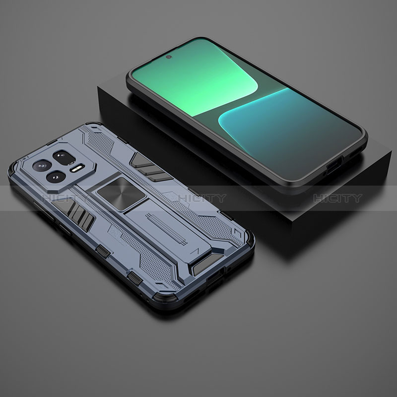 Silikon Hülle Handyhülle und Kunststoff Schutzhülle Hartschalen Tasche mit Magnetisch Ständer KC2 für Xiaomi Mi 13 5G