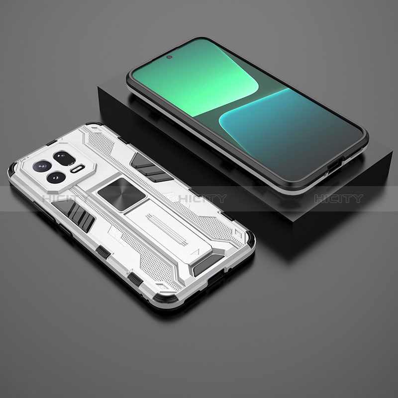 Silikon Hülle Handyhülle und Kunststoff Schutzhülle Hartschalen Tasche mit Magnetisch Ständer KC2 für Xiaomi Mi 13 5G