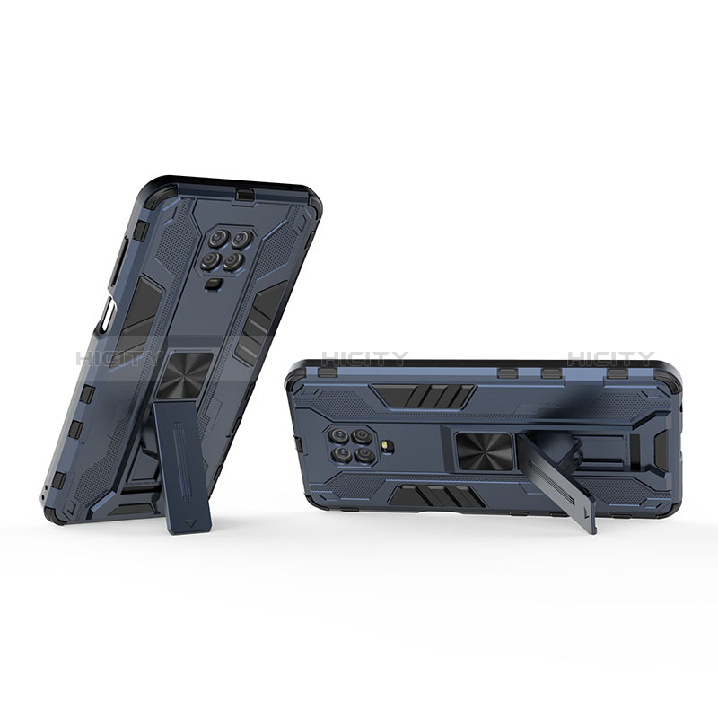 Silikon Hülle Handyhülle und Kunststoff Schutzhülle Hartschalen Tasche mit Magnetisch Ständer KC2 für Xiaomi Poco M2 Pro