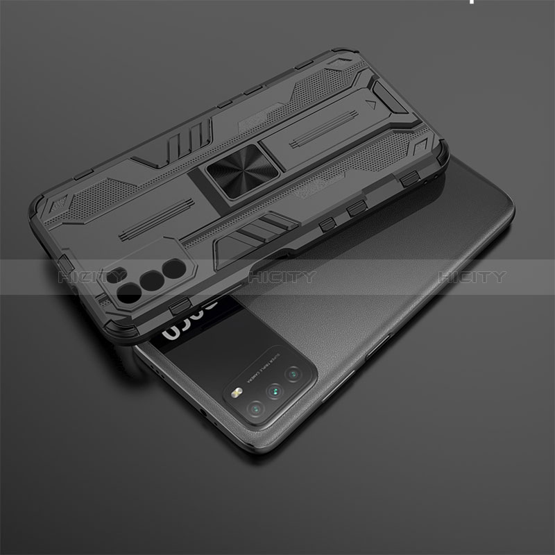 Silikon Hülle Handyhülle und Kunststoff Schutzhülle Hartschalen Tasche mit Magnetisch Ständer KC2 für Xiaomi Poco M3 groß