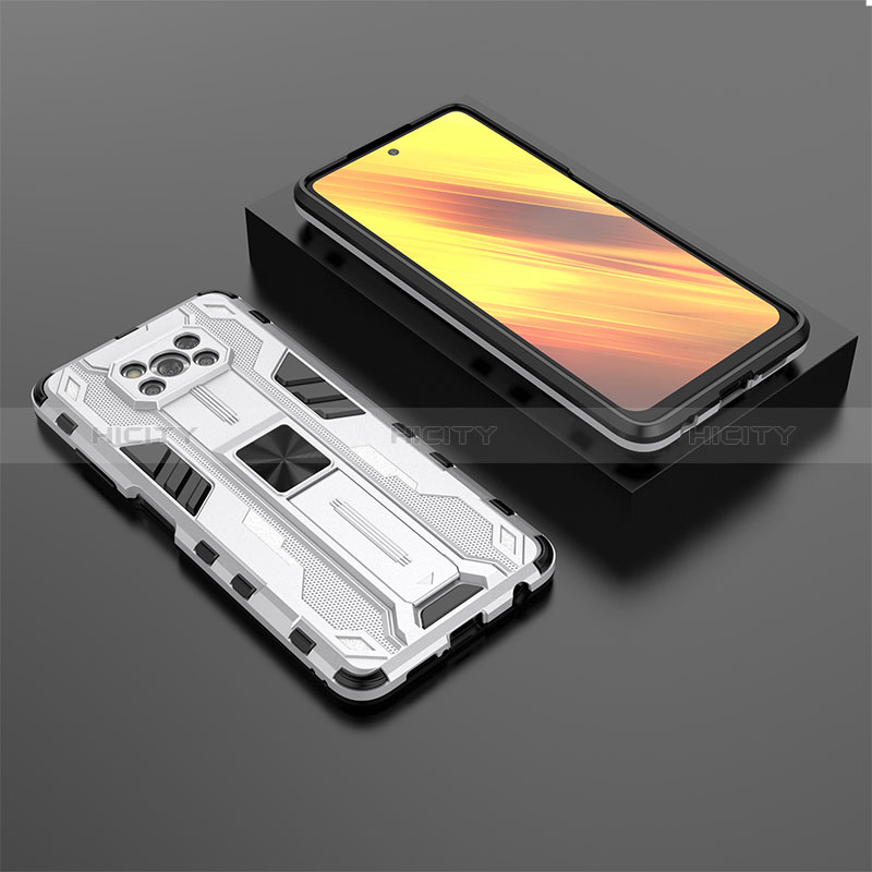 Silikon Hülle Handyhülle und Kunststoff Schutzhülle Hartschalen Tasche mit Magnetisch Ständer KC2 für Xiaomi Poco X3 NFC
