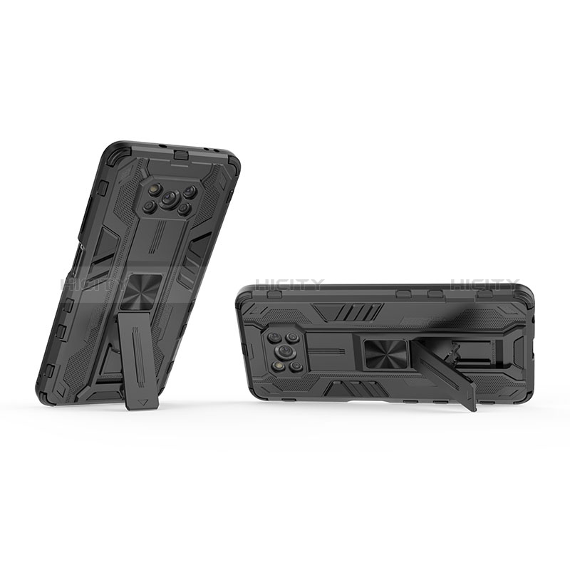 Silikon Hülle Handyhülle und Kunststoff Schutzhülle Hartschalen Tasche mit Magnetisch Ständer KC2 für Xiaomi Poco X3 NFC groß