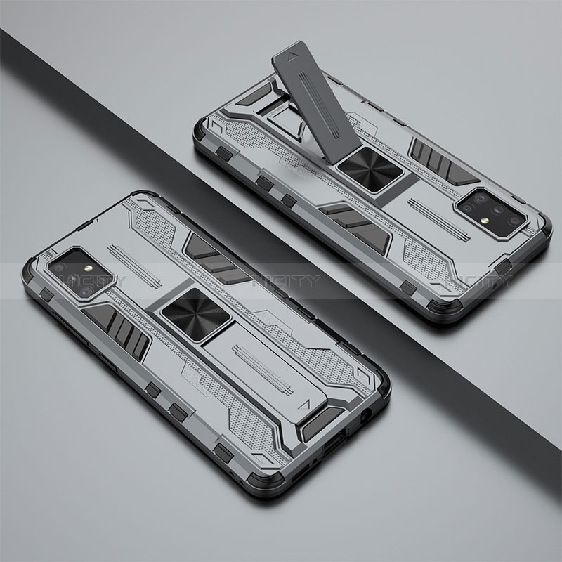 Silikon Hülle Handyhülle und Kunststoff Schutzhülle Hartschalen Tasche mit Magnetisch Ständer KC3 für Samsung Galaxy A51 5G