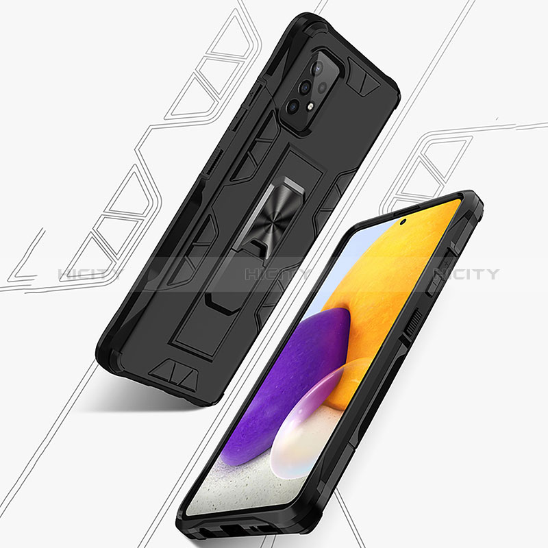 Silikon Hülle Handyhülle und Kunststoff Schutzhülle Hartschalen Tasche mit Magnetisch Ständer MQ1 für Samsung Galaxy A52s 5G groß