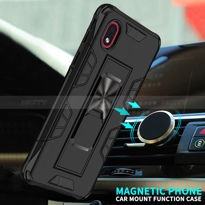 Silikon Hülle Handyhülle und Kunststoff Schutzhülle Hartschalen Tasche mit Magnetisch Ständer MQ1 für Samsung Galaxy M01 Core