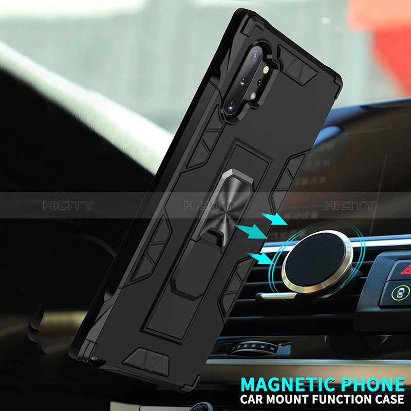 Silikon Hülle Handyhülle und Kunststoff Schutzhülle Hartschalen Tasche mit Magnetisch Ständer MQ1 für Samsung Galaxy Note 10 Plus 5G