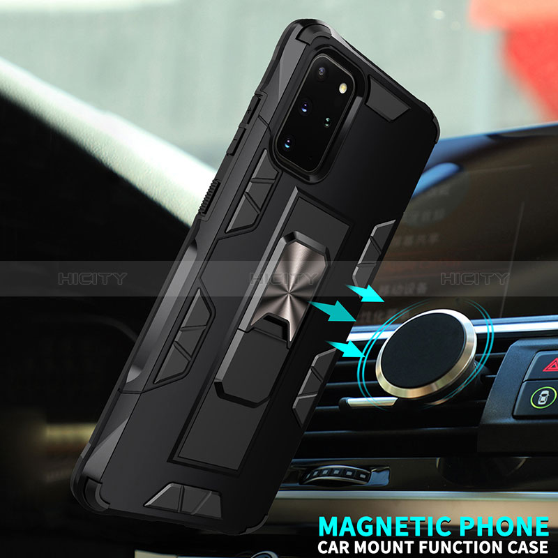 Silikon Hülle Handyhülle und Kunststoff Schutzhülle Hartschalen Tasche mit Magnetisch Ständer MQ1 für Samsung Galaxy S20 Plus