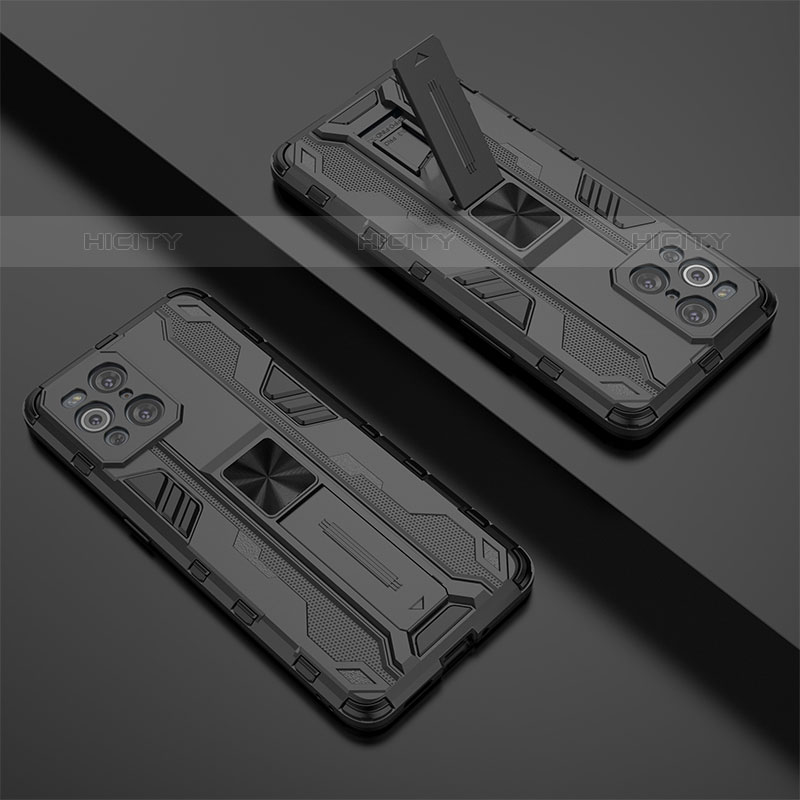 Silikon Hülle Handyhülle und Kunststoff Schutzhülle Hartschalen Tasche mit Magnetisch Ständer T01 für Oppo Find X3 Pro 5G