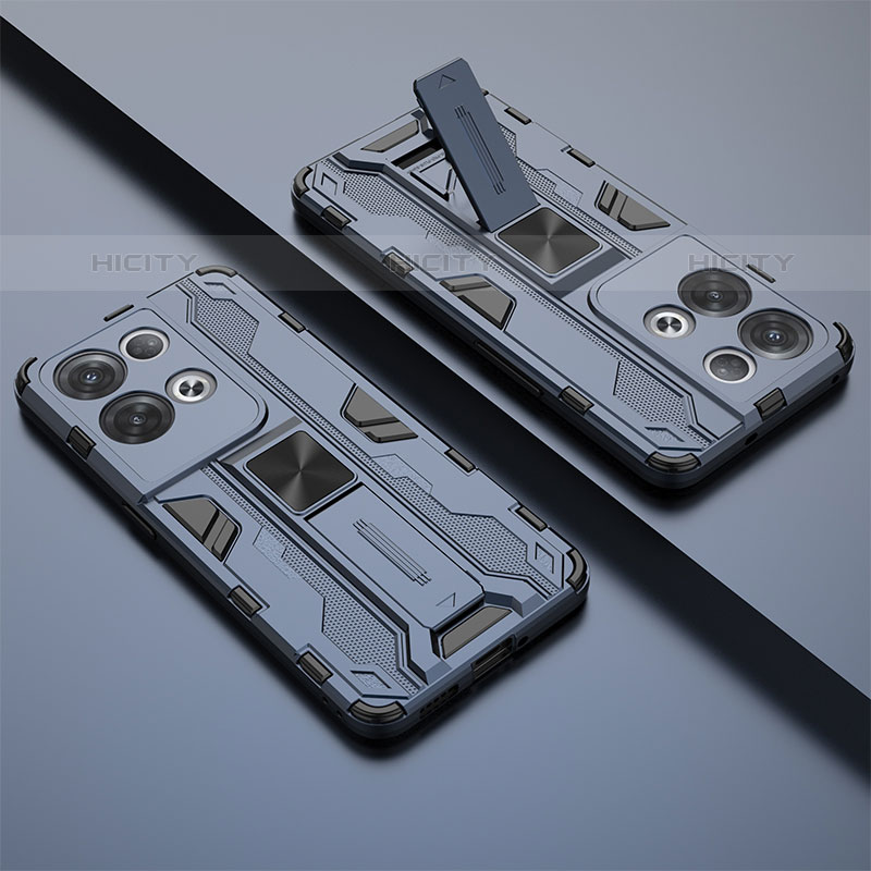 Silikon Hülle Handyhülle und Kunststoff Schutzhülle Hartschalen Tasche mit Magnetisch Ständer T01 für Oppo Reno8 Pro+ Plus 5G