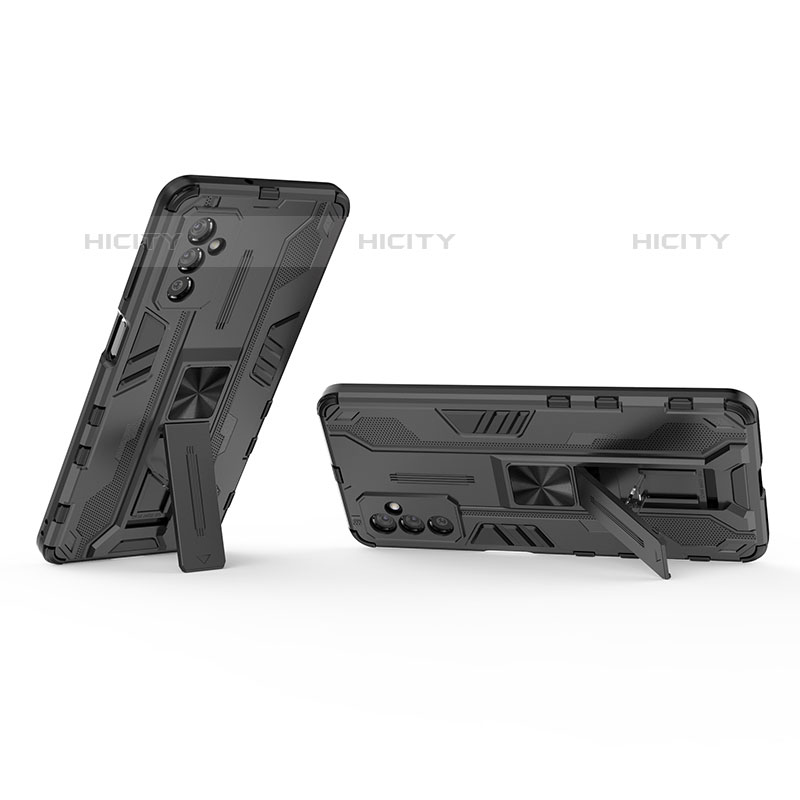 Silikon Hülle Handyhülle und Kunststoff Schutzhülle Hartschalen Tasche mit Magnetisch Ständer T01 für Samsung Galaxy M52 5G