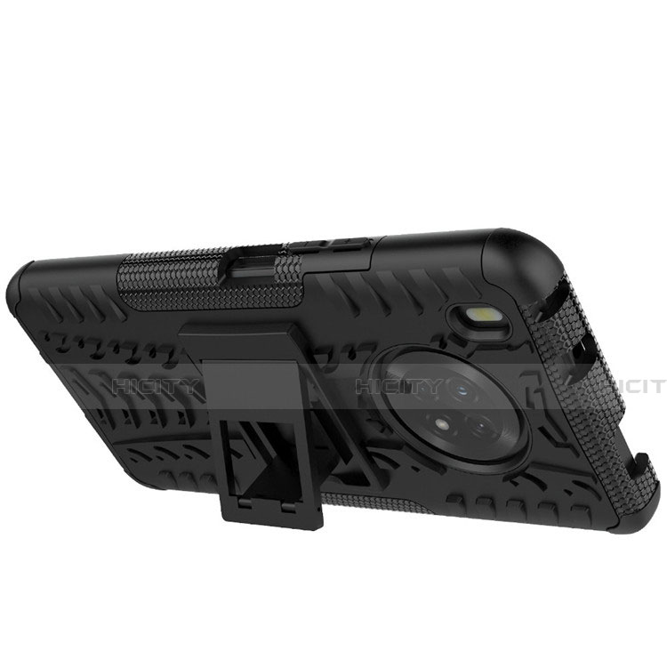 Silikon Hülle Handyhülle und Kunststoff Schutzhülle Hartschalen Tasche mit Ständer A01 für Huawei Y9a groß