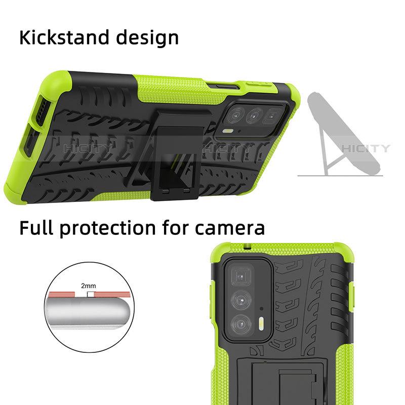 Silikon Hülle Handyhülle und Kunststoff Schutzhülle Hartschalen Tasche mit Ständer A01 für Motorola Moto Edge 20 Pro 5G