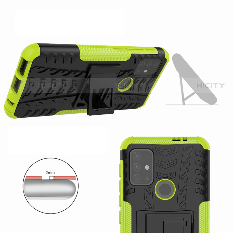 Silikon Hülle Handyhülle und Kunststoff Schutzhülle Hartschalen Tasche mit Ständer A01 für Motorola Moto G10
