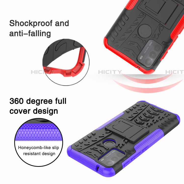 Silikon Hülle Handyhülle und Kunststoff Schutzhülle Hartschalen Tasche mit Ständer A01 für Motorola Moto G50