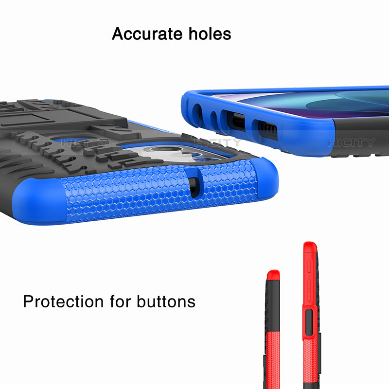 Silikon Hülle Handyhülle und Kunststoff Schutzhülle Hartschalen Tasche mit Ständer A01 für Motorola Moto G51 5G groß