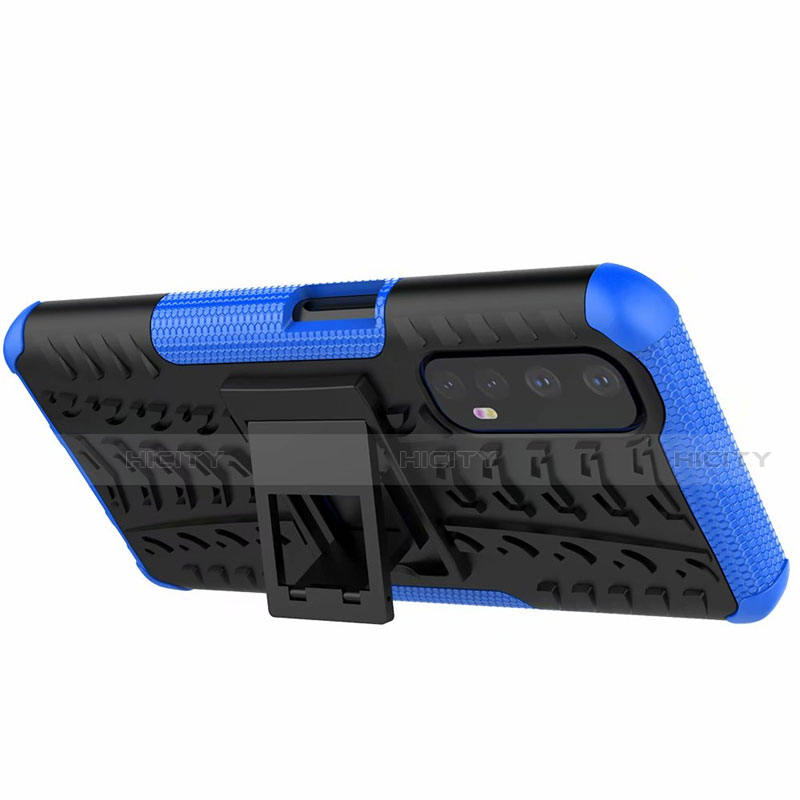 Silikon Hülle Handyhülle und Kunststoff Schutzhülle Hartschalen Tasche mit Ständer A01 für Realme 7 groß