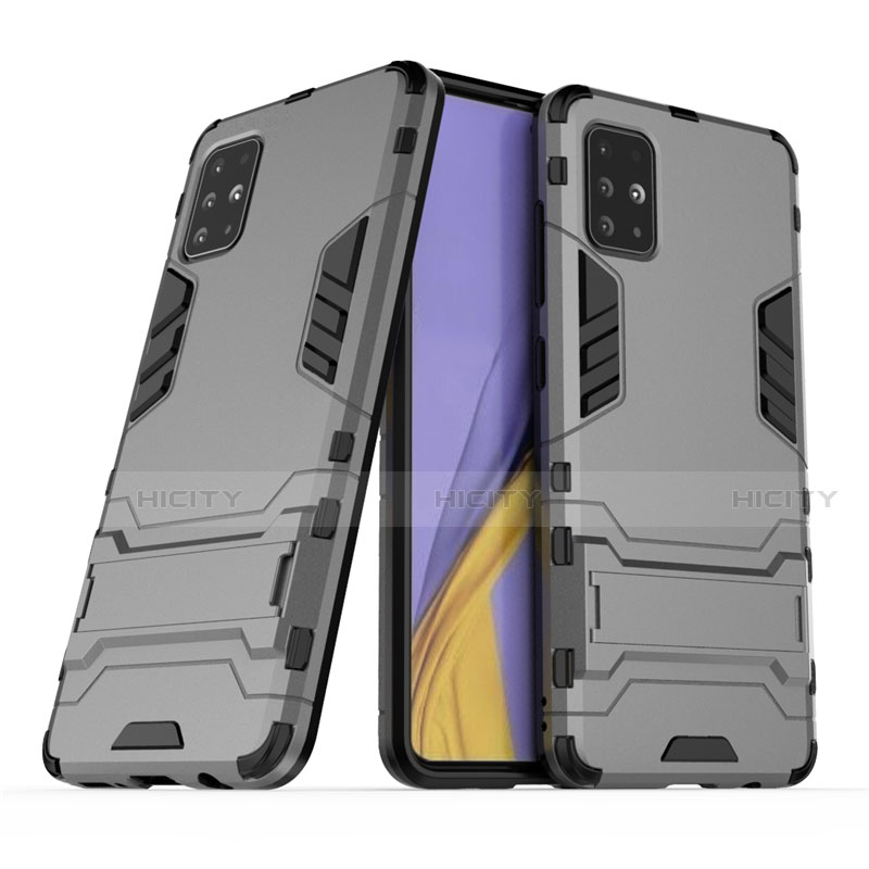 Silikon Hülle Handyhülle und Kunststoff Schutzhülle Hartschalen Tasche mit Ständer A01 für Samsung Galaxy A51 4G