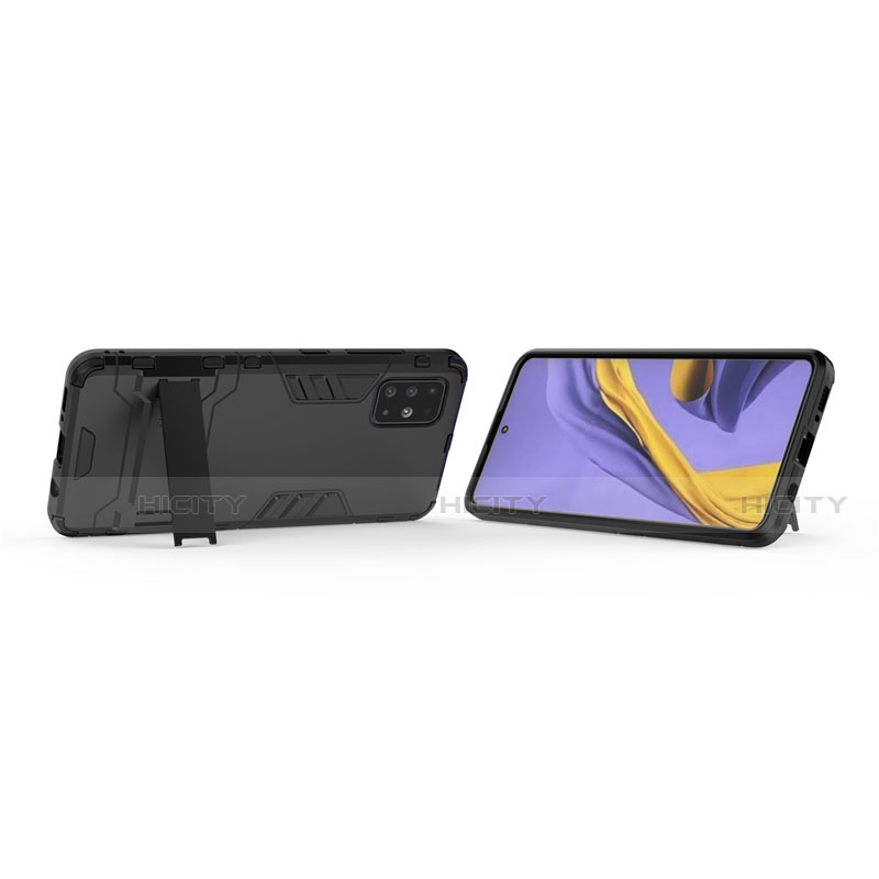 Silikon Hülle Handyhülle und Kunststoff Schutzhülle Hartschalen Tasche mit Ständer A01 für Samsung Galaxy A51 4G