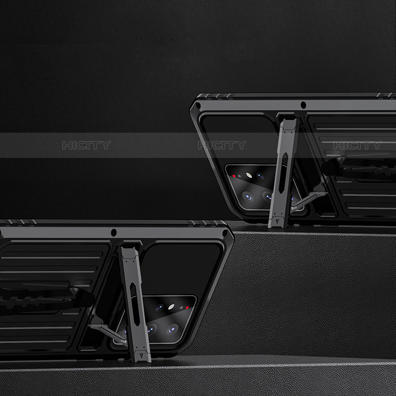 Silikon Hülle Handyhülle und Kunststoff Schutzhülle Hartschalen Tasche mit Ständer A01 für Samsung Galaxy S21 Ultra 5G groß