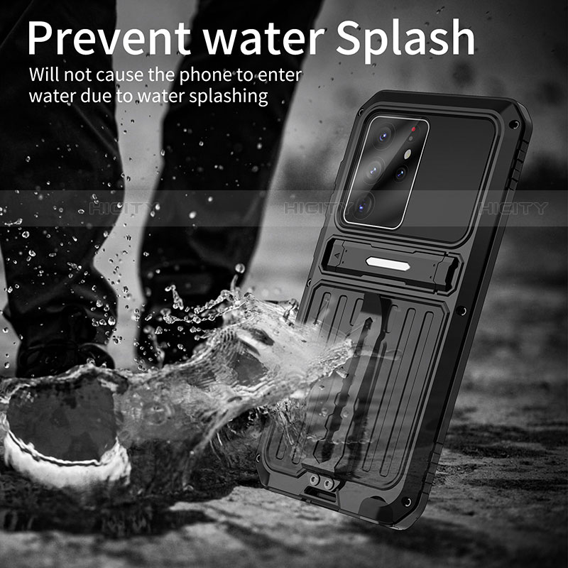 Silikon Hülle Handyhülle und Kunststoff Schutzhülle Hartschalen Tasche mit Ständer A01 für Samsung Galaxy S21 Ultra 5G groß