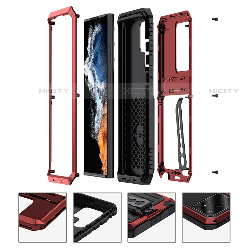 Silikon Hülle Handyhülle und Kunststoff Schutzhülle Hartschalen Tasche mit Ständer A01 für Samsung Galaxy S21 Ultra 5G groß